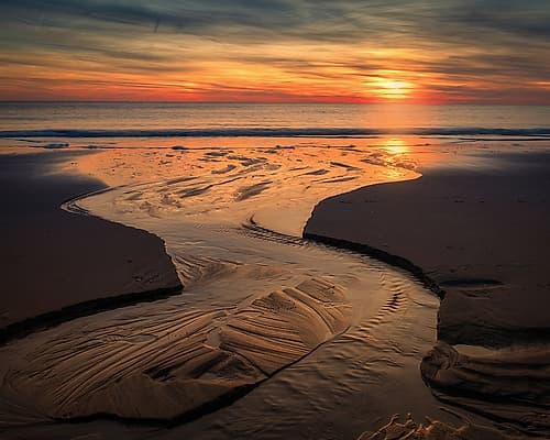 USA-New Jersey-Cape May National Seashore-Sunset on ocean shore Coastal Print